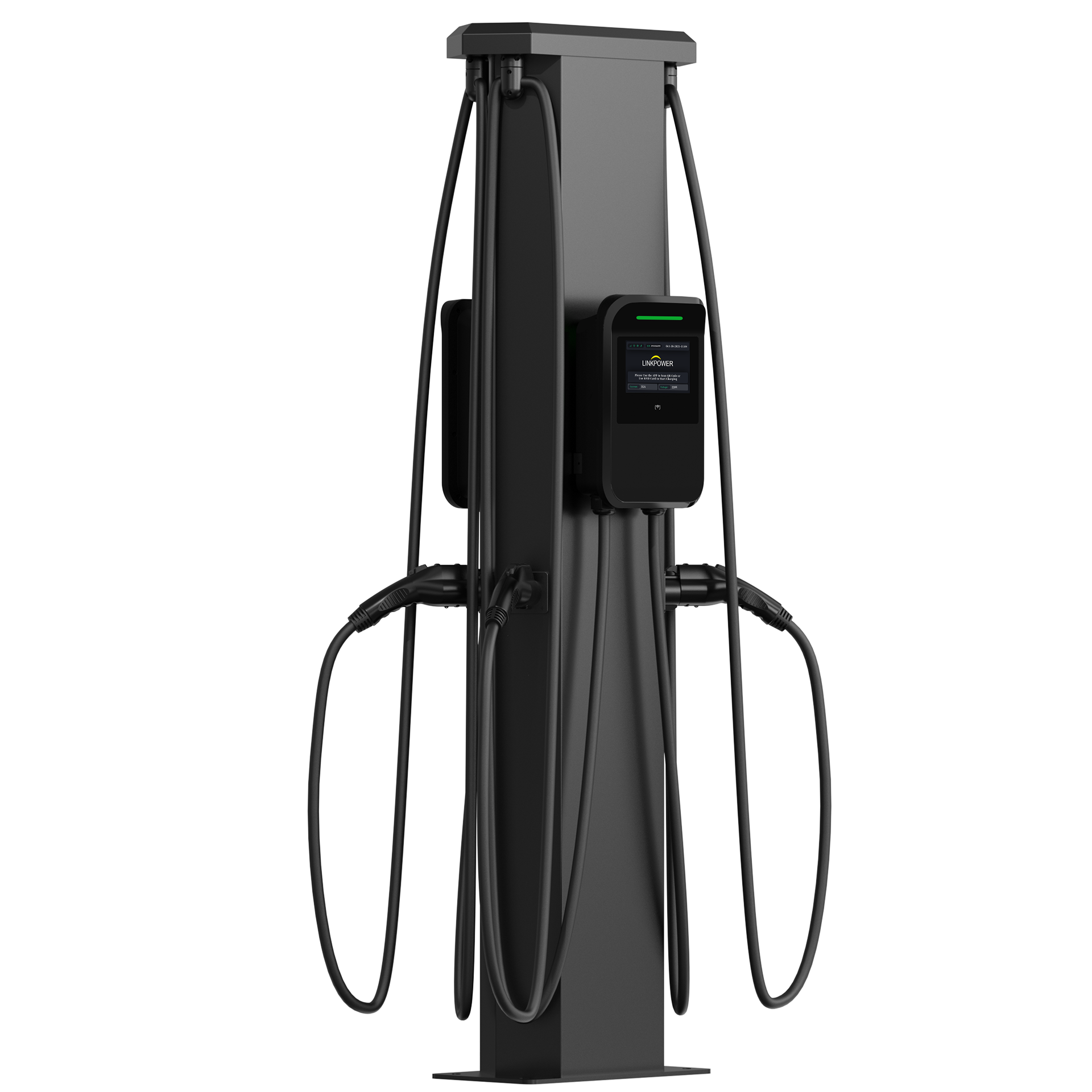 QCharge dual-port Level 2 pedestal charging station